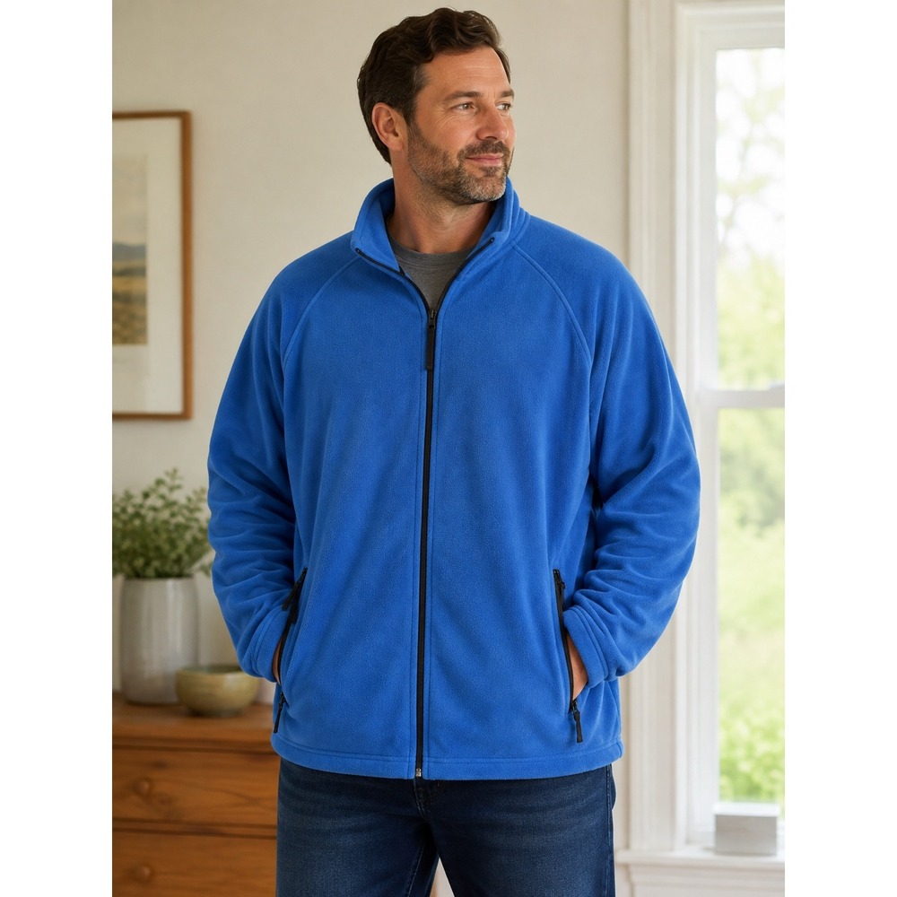 Clique Mens XXL Royal Blue Full Zip Fleece Jacket Mock Neck Raglan Sleeve
